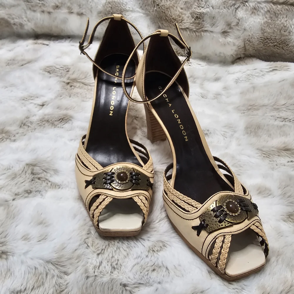 Sacha London Beige and Black Heels‎